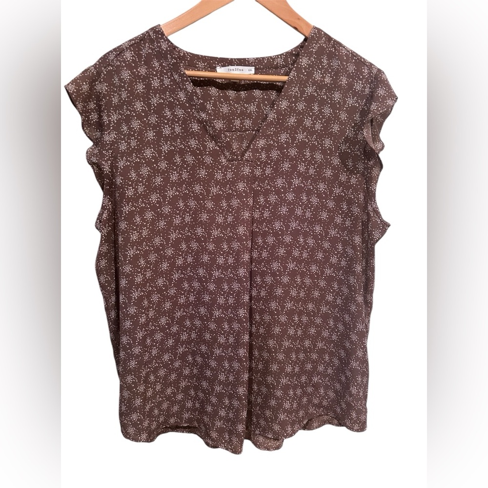Fun 2 Fun Brown Floral Blouse